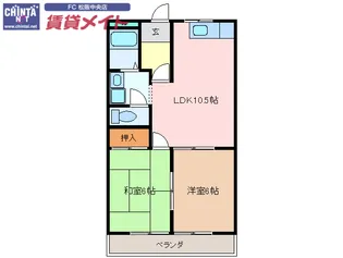 アップランドハイツ【2階】の間取り