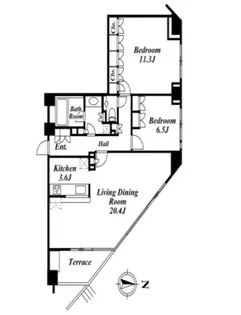 コスモリード南麻布の間取り
