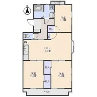 レジデンスホウショー【1階】の間取り