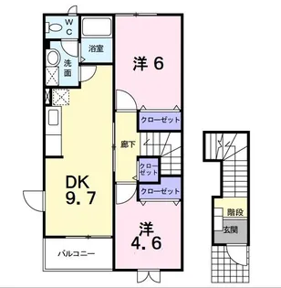 シャン・ド・フルールB【2階】の間取り