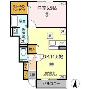 アクアパーム D【1階】の間取り