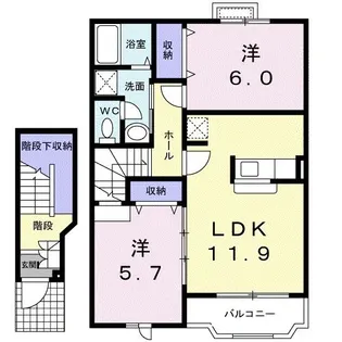 サニースクエアA【2階】の間取り
