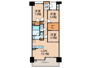 ライオンズ六ツ門サンリヤンタワー(704)【7階】の間取り
