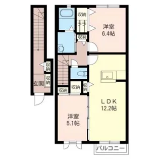 フォンテーヌブローB【2階】の間取り