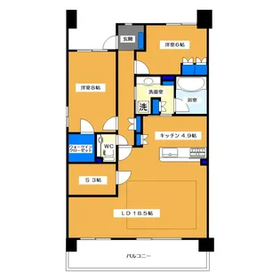 2SLDKの間取り画像