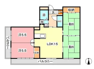 ジュネス老松【4階】の間取り
