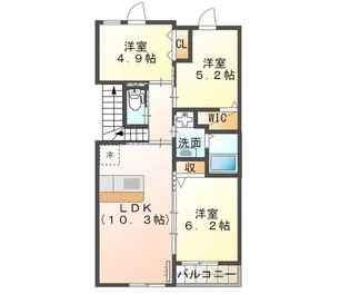TeaGarden東宮(ティーガーデン)【2階】の間取り