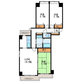 オ・ドミール北19条【5階】の間取り