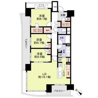 HARUMIFLAG SUN VILLAGE A棟【5階】の間取り