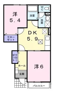 サンハイム柿ノ木A【1階】の間取り
