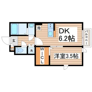 宮城県仙台市青葉区旭ケ丘4【アパート】の間取り