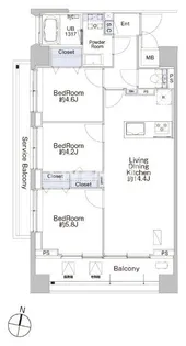 プロシード池上【6階】の間取り