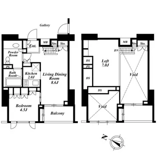 東京都渋谷区富ヶ谷1【マンション】の間取り