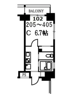 スカイコート月島【1階】の間取り