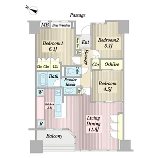 ファーレ立川パークホームズ【3階】の間取り
