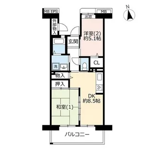 URコンフォール東鳩ヶ谷【4階】の間取り