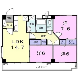 テラス ハク【3階】の間取り