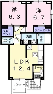 ロジュマンII【1階】の間取り