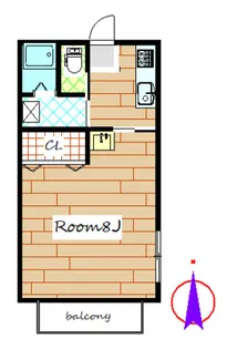 ハイツフレンド上之手【2階】の間取り