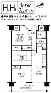 レックス豊新【4階】の間取り