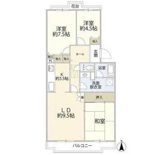 フローラルシテイ西の原一丁目第3号棟【5階】の間取り