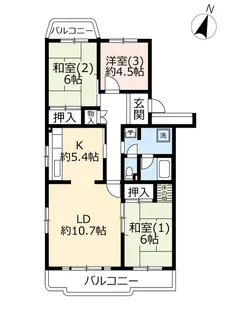 URかわつるグリーンタウン新鶴【4階】の間取り