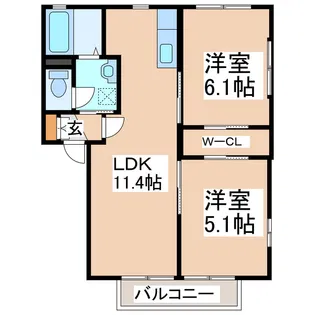 エム・コート富合【1階】の間取り