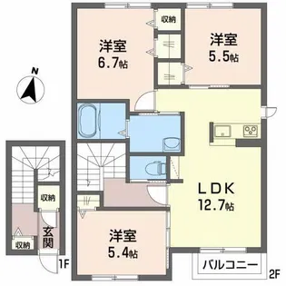 シャーメゾン・ボンジュールA【2階】の間取り