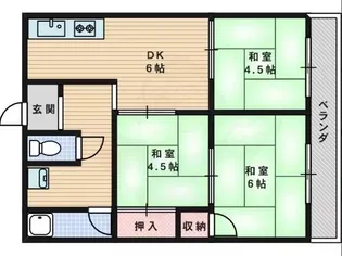 谷嶋ハイツ【2階】の間取り