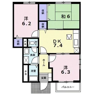 グランドゥールタクミA【1階】の間取り