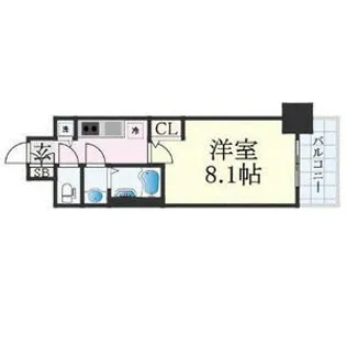 プレサンス谷町九丁目駅前【2階】の間取り