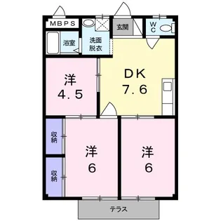 シティハイツ萩A【2階】の間取り