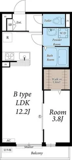 リブリ・クリークウエスト【3階】の間取り