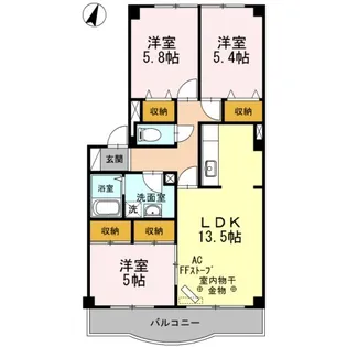 コンフォート東造道【1階】の間取り
