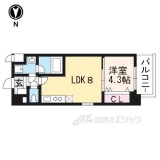 アクアプレイス京都三条朱雀【2階】の間取り
