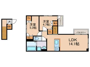 ベルリード桂【2階】の間取り