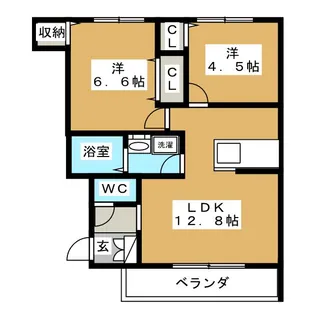 フローラなでしこ B【1階】の間取り