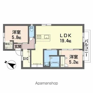 サクスィード21B【2階】の間取り