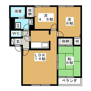 ハイセレールクレストB【1階】の間取り