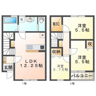 リーブルファイン津興柳山第二 2号棟【2階】の間取り