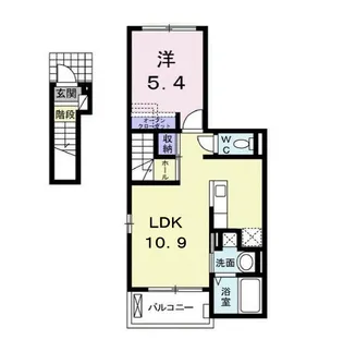 広島県福山市山手町6【アパート】の間取り