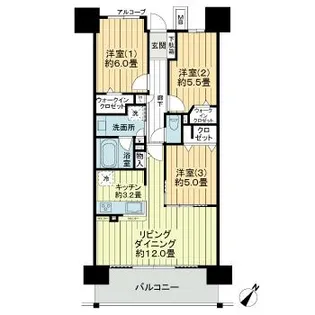 デュオヒルズ仙台ザ・マークス【7階】の間取り