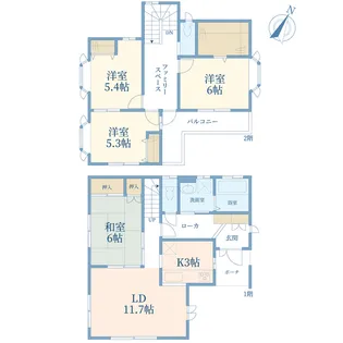 神奈川県横浜市青葉区田奈町【一戸建】の間取り