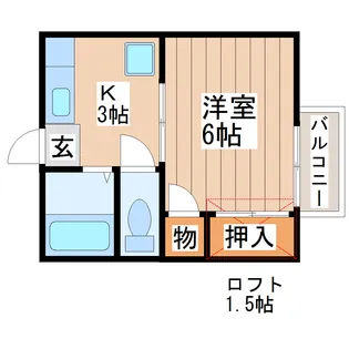 霊屋第1コーポナバタ【2階】の間取り