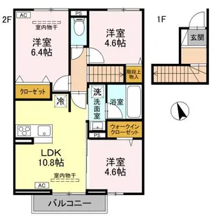 ボンヌクール城東【2階】の間取り