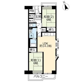 URアーバンハイツ飯塚三丁目【6階】の間取り