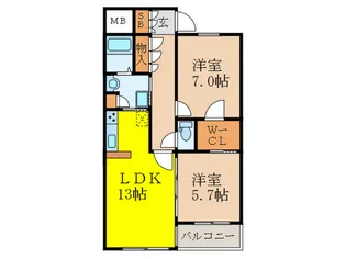 アトリア新大阪【2階】の間取り