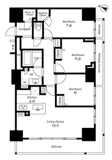 ロイヤルパークスER万代【13階】の間取り