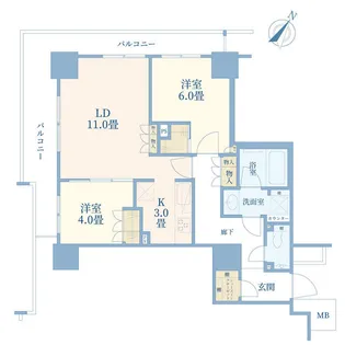 王子飛鳥山ザ・ファーストタワー&レジデンス タワー棟【4階】の間取り