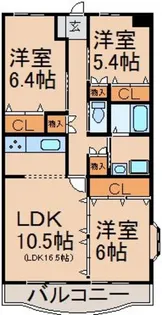 グランシャリオ岩田【3階】の間取り